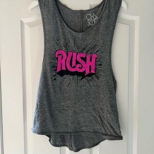 Chaser Dark Gray Tank with Vibrant Pink Graphic